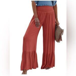 Elastic High Waist Wide-Leg Lounge Pants Summer Beach Loose Trousers Large